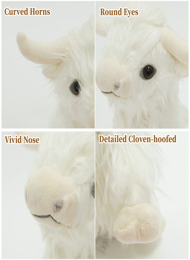 EVOLVEOVER Highland Cow Stuffed Animal Realistic Fluffy Scottish Plush Cow Farm Toys (White) - Image 2